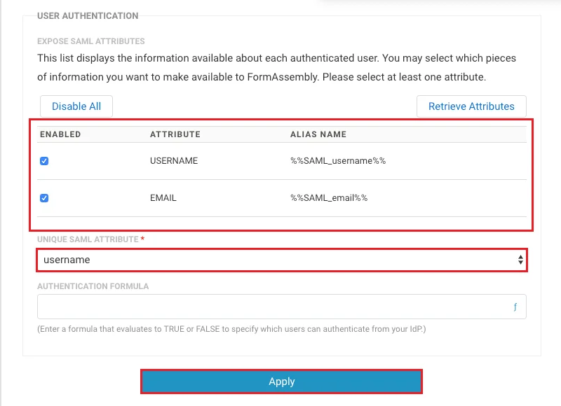 Configure FormAssembly Single Sign-On (SSO):
