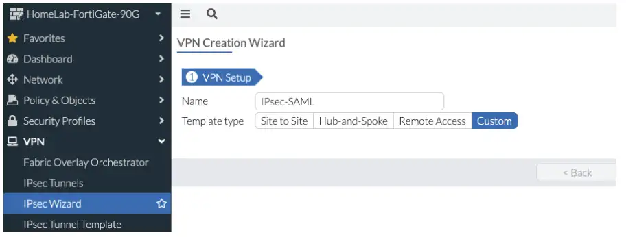 FortiGate IPsec wizard