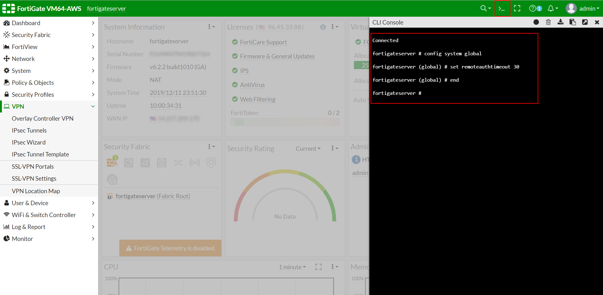 MFA 2FA Multi-Factor /two-factor authentication for Fortinet : Command Line Interface