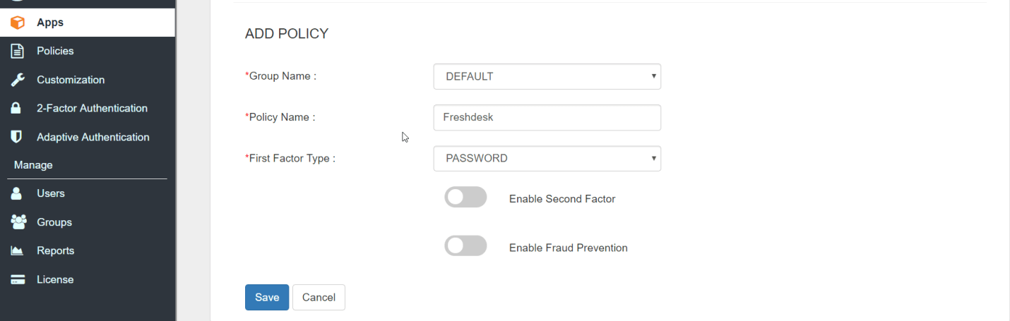 Freshdesk two-factor authentication (2FA) : save configurations