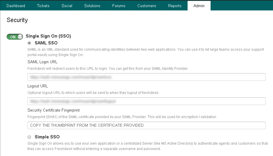 Freshdesk Single Sign-On (SSO) configuration