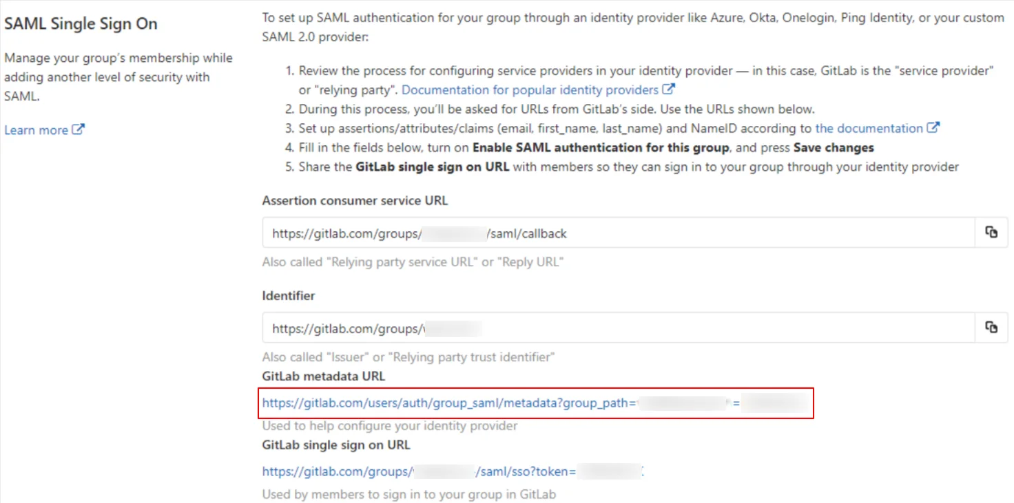 GitLab Single Sign-On (sso) select your group name
