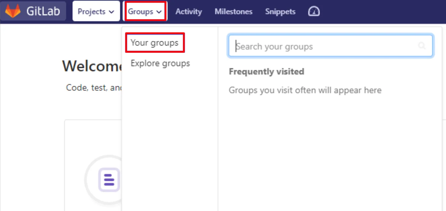 GitLab Single Sign-On (sso) click on Groups then Your groups