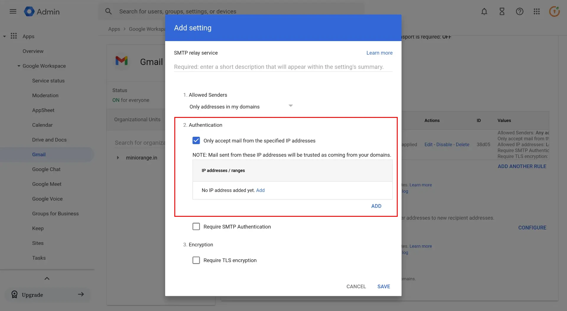 Google Workplace SMTP configuration: Authentication