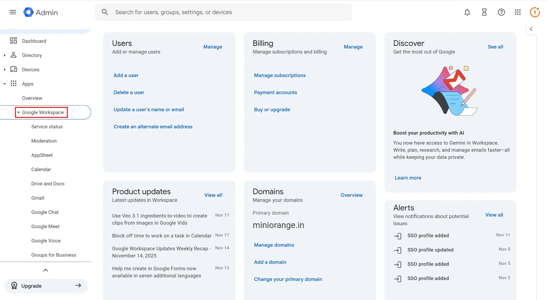 Google Workplace SMTP configuration: Google Workspace