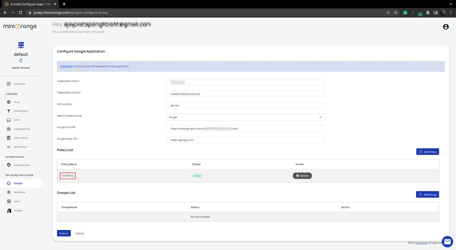 Google Access Restriction policies successfully ip restriction policy