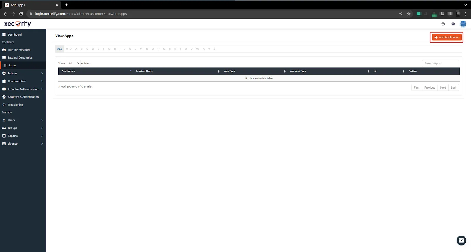 Google Access Restriction policies app left panel xecurify