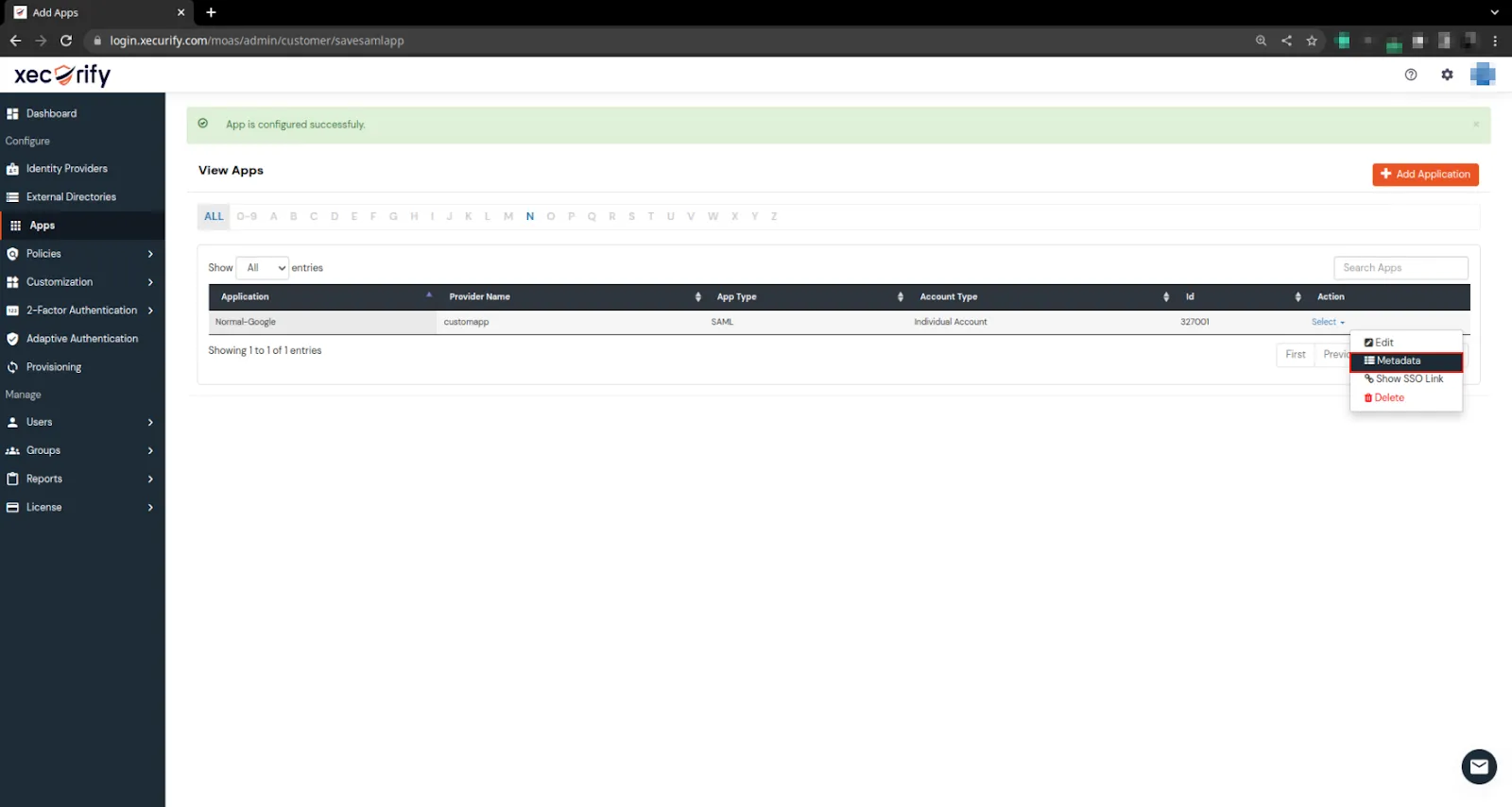 Google Access Restriction policies metadata click select options