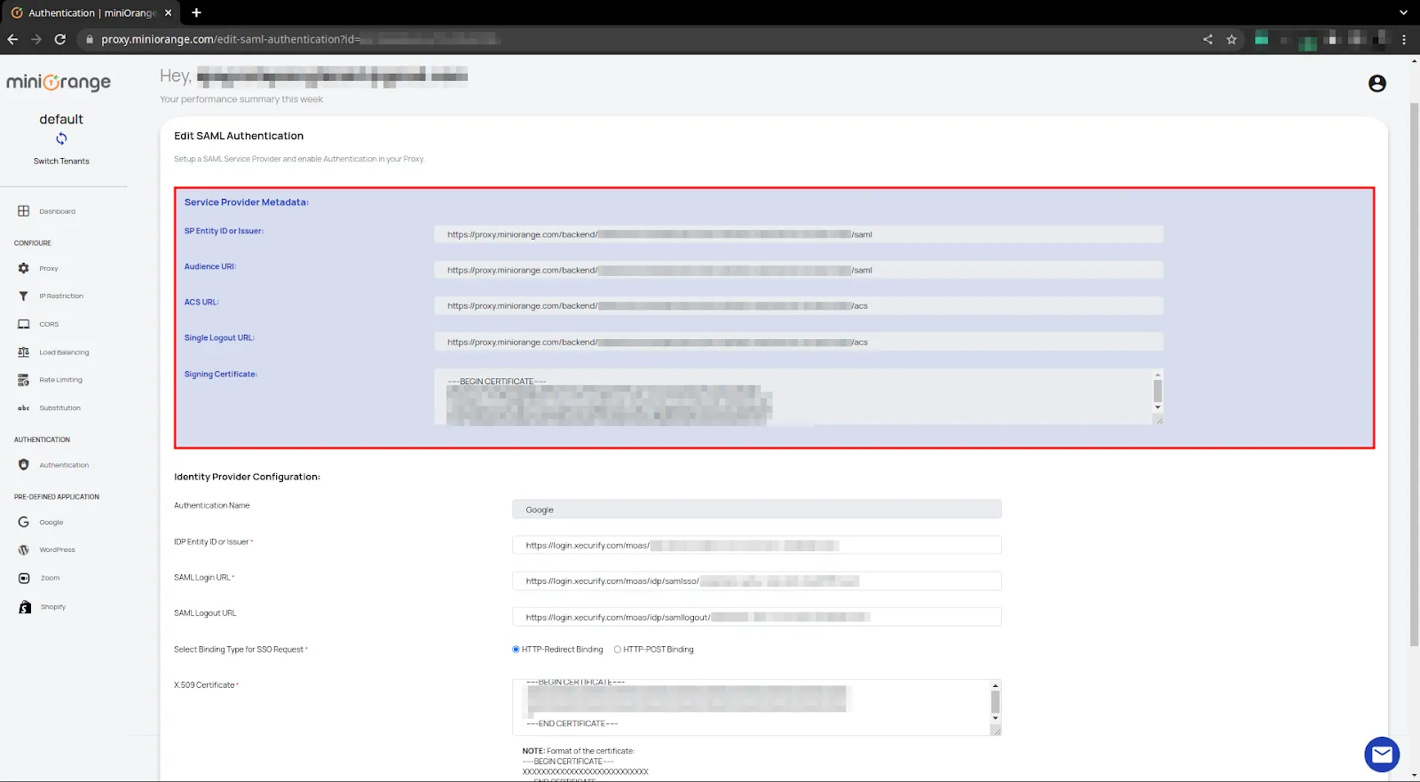Google Access Restriction policies metadata details dashboard