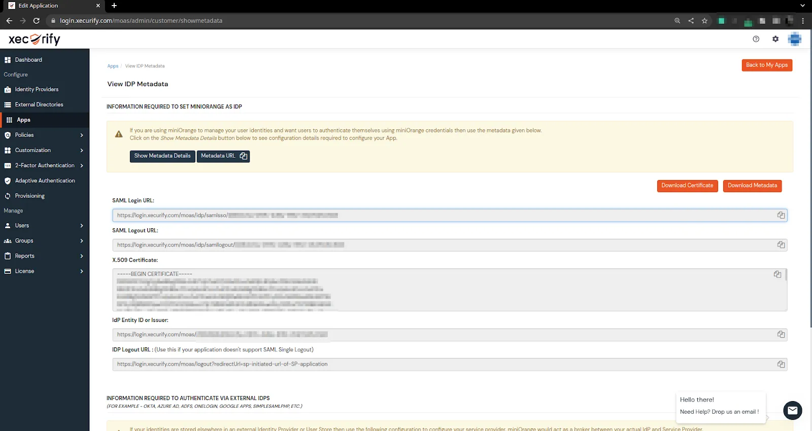 Google Access Restriction policies metadata field idp configure
