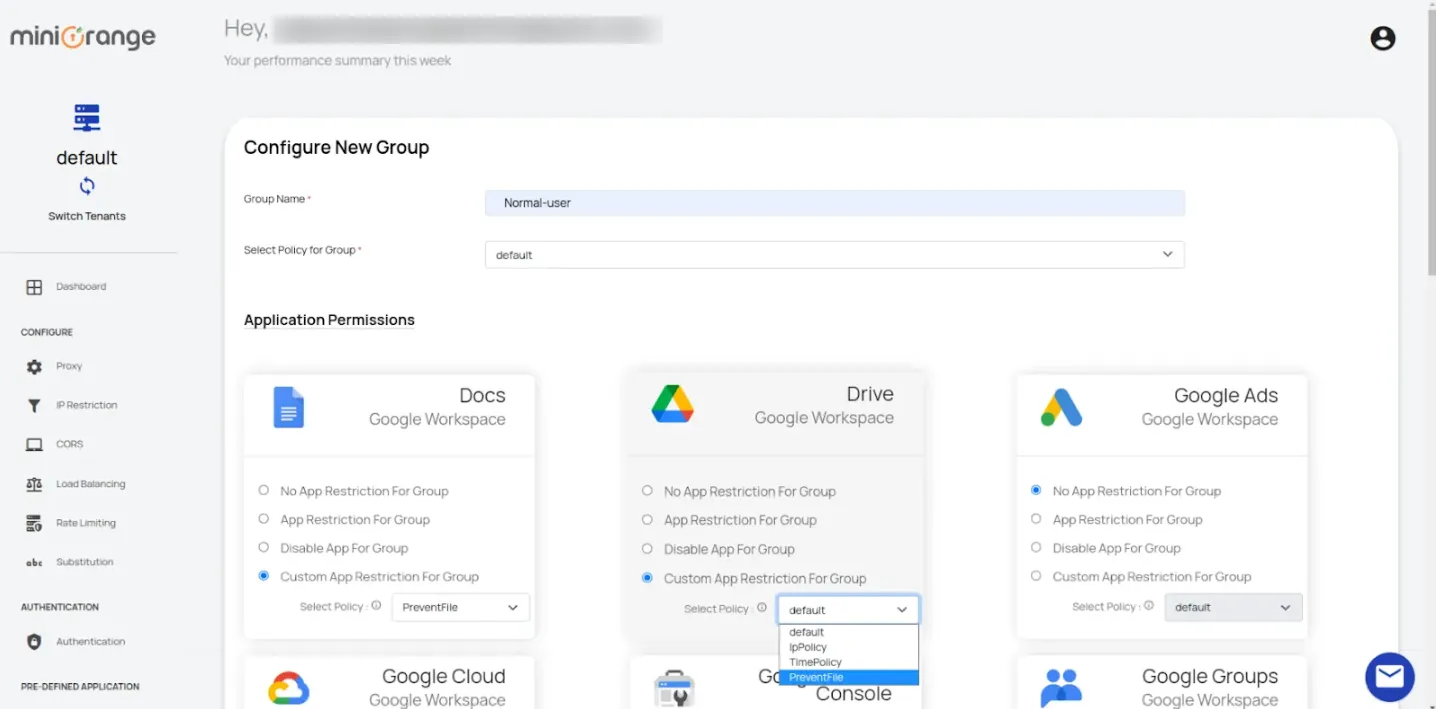 Google Access Restriction policies submit app restriction group