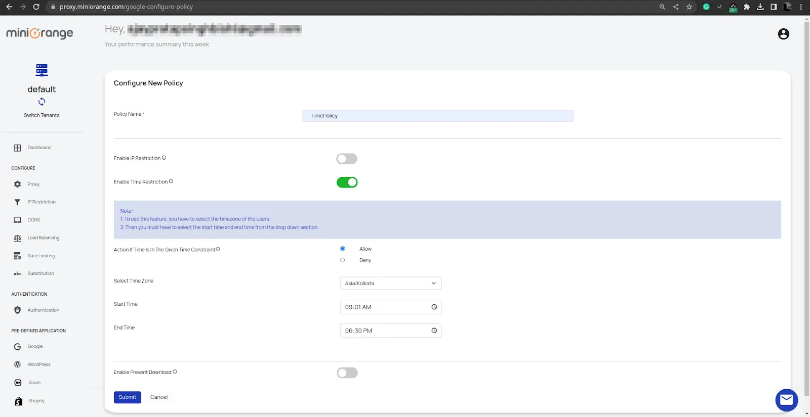 Google Access Restriction policies time restriction policy