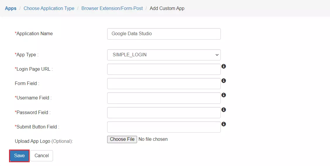 Google Data Studio Single Sign-On (SSO) application name
