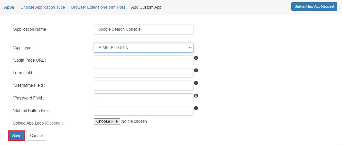Google Search Console Single Sign-On (SSO) application name