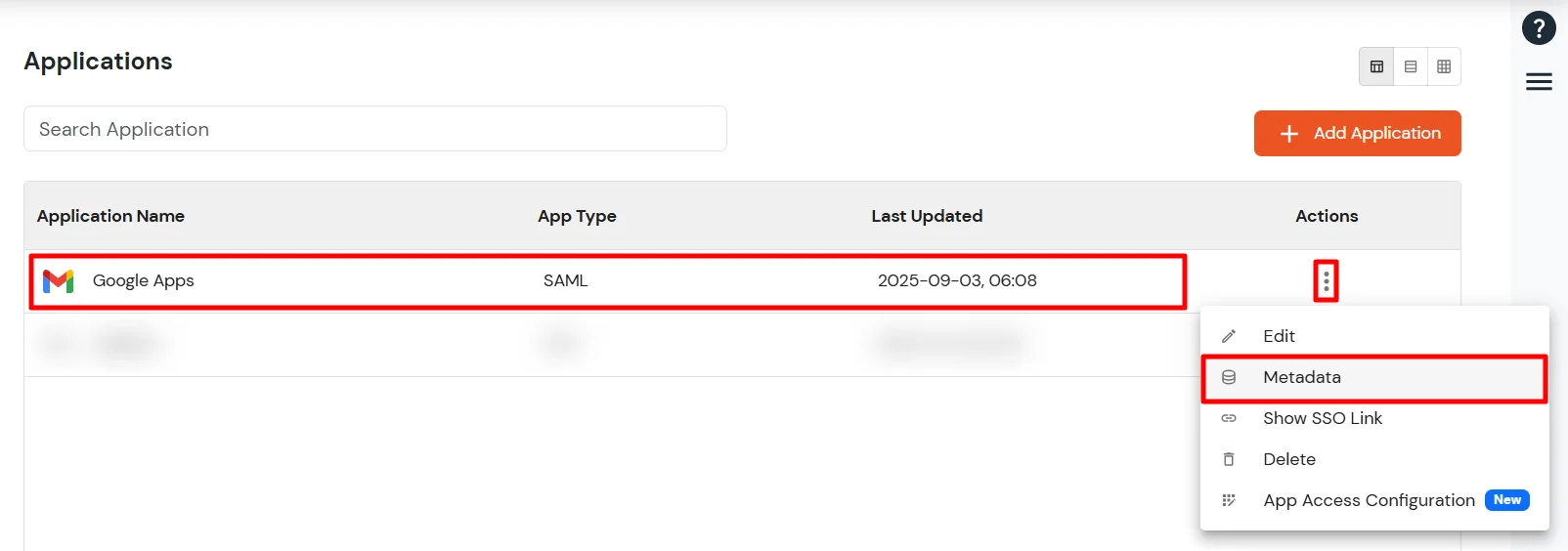 Google SSO (Single Sign-On): Metadata link