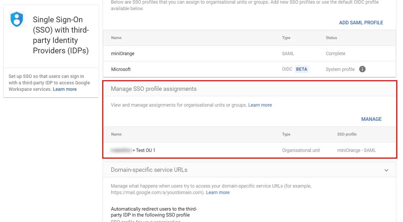 time restriction for Google Workspace (G Suite): Assigning the SSO Profile to OU and Groups