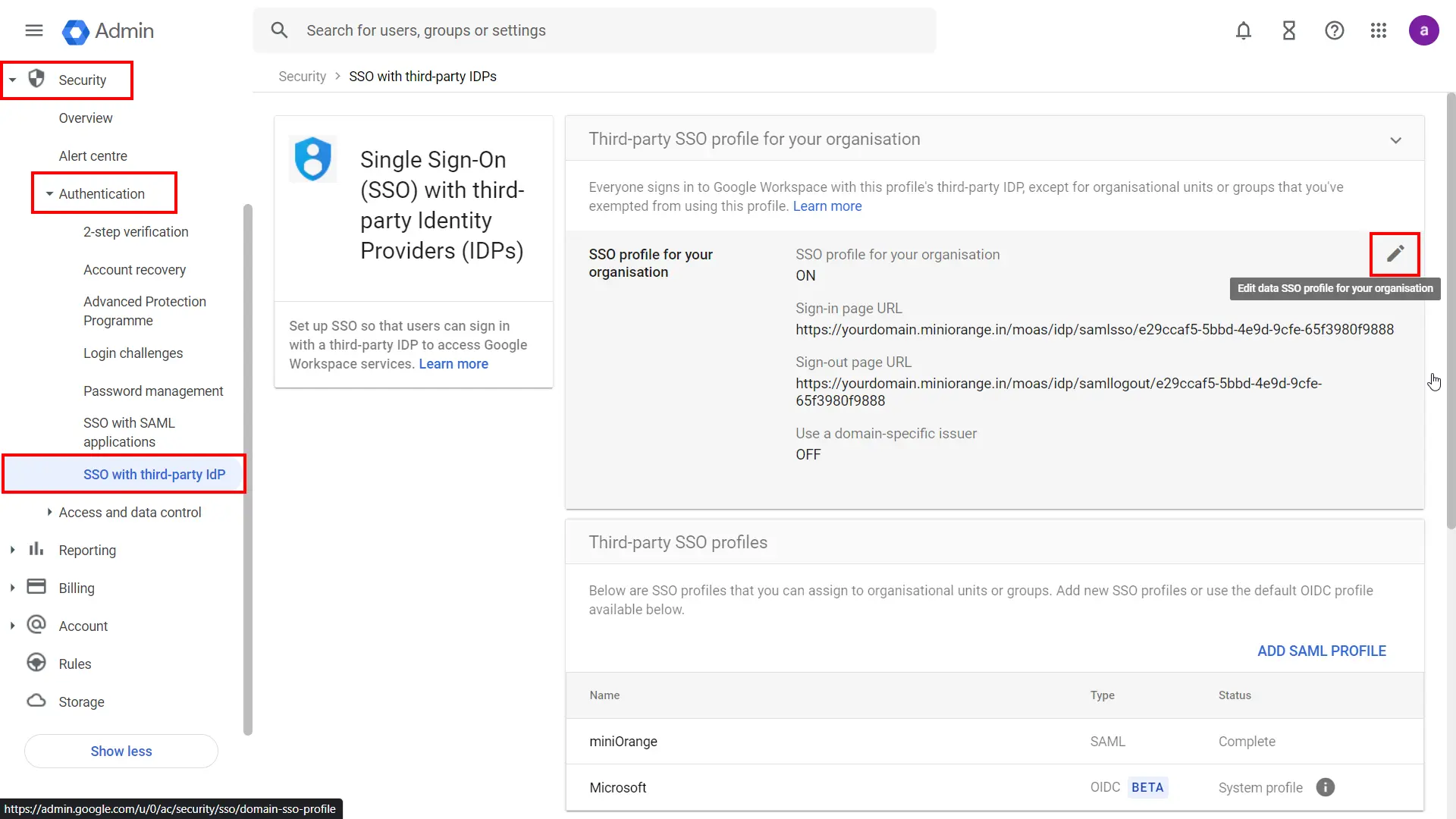 Google sso (Single Sign-On) admin console setup sso idp