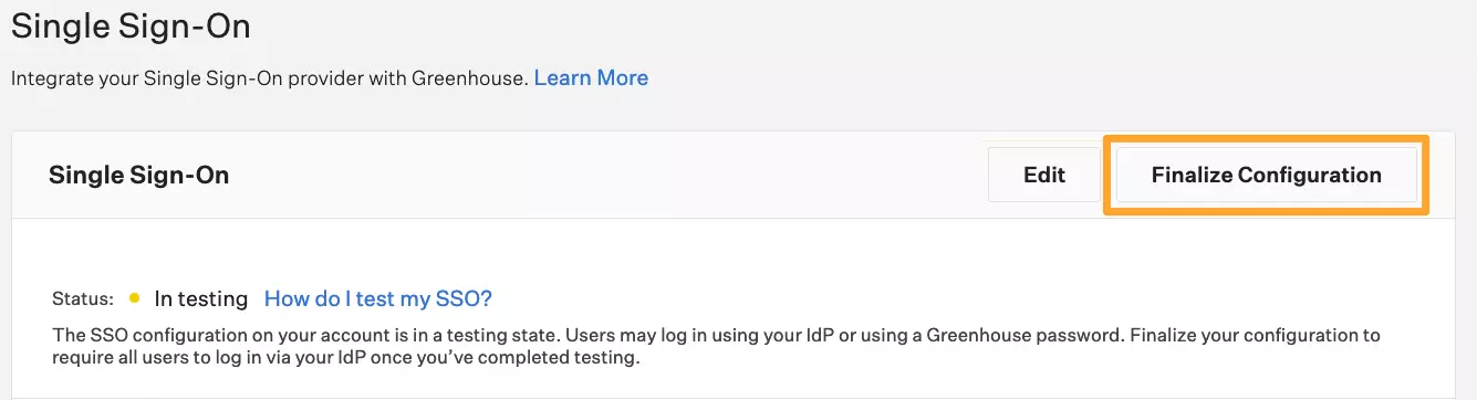 Greenhouse Single Sign-On (SSO)