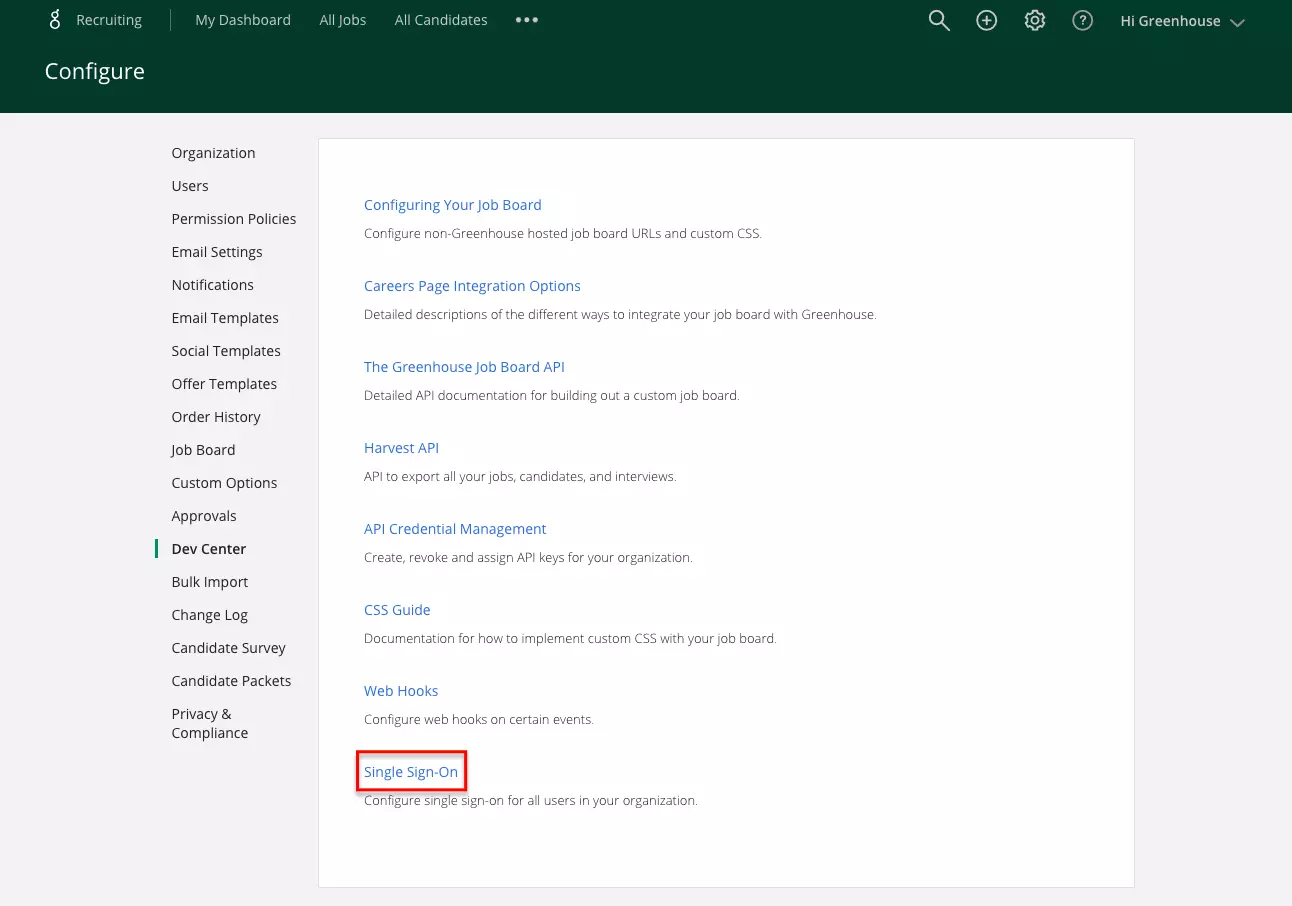 Greenhouse Single Sign-On (SSO)