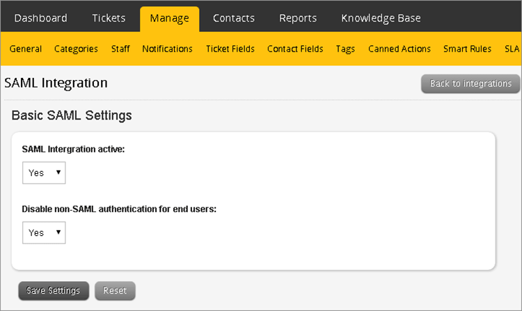 happyfox sso basic saml settings