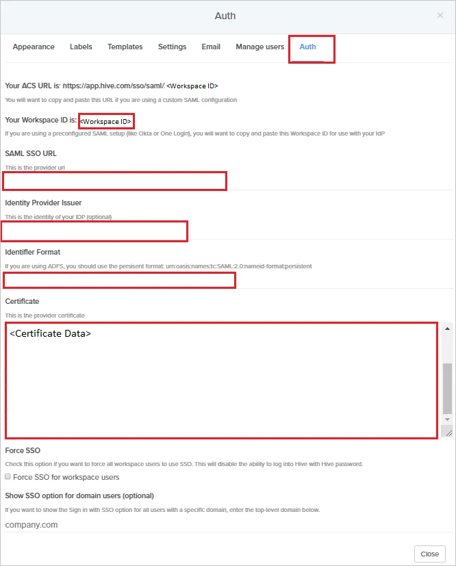 Hive SSO - Auth Authentication