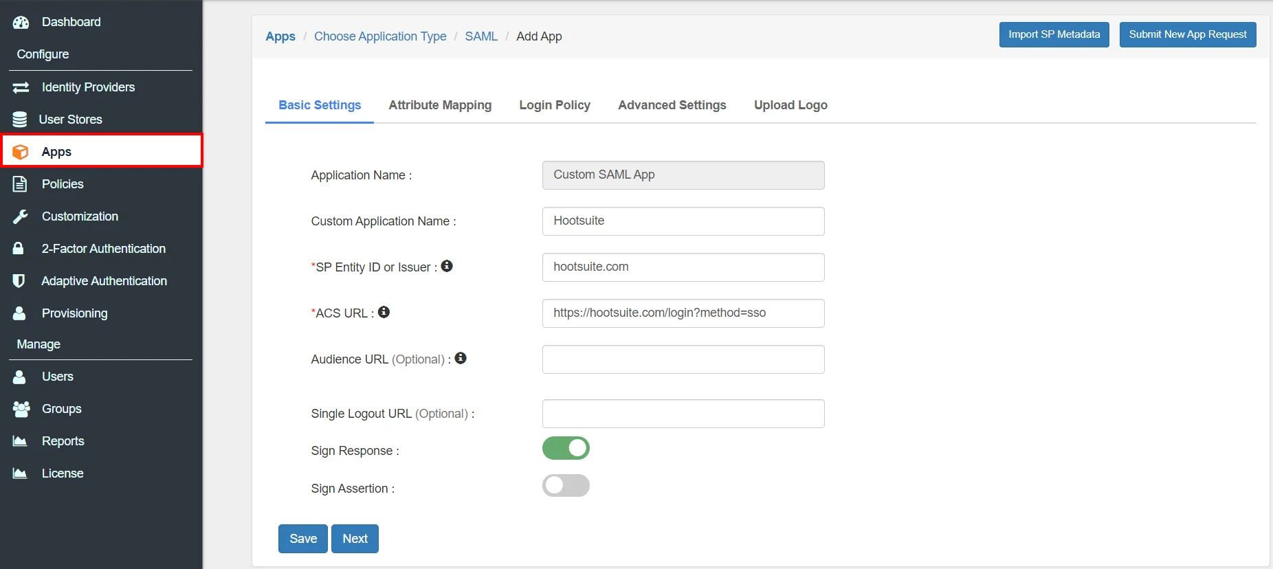 Hootsuite Single Sign On (sso) Add IDP
