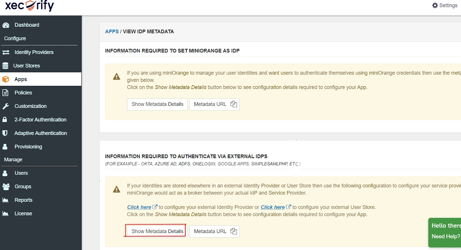 websphere Single Sign-On (sso) View IdP metadata