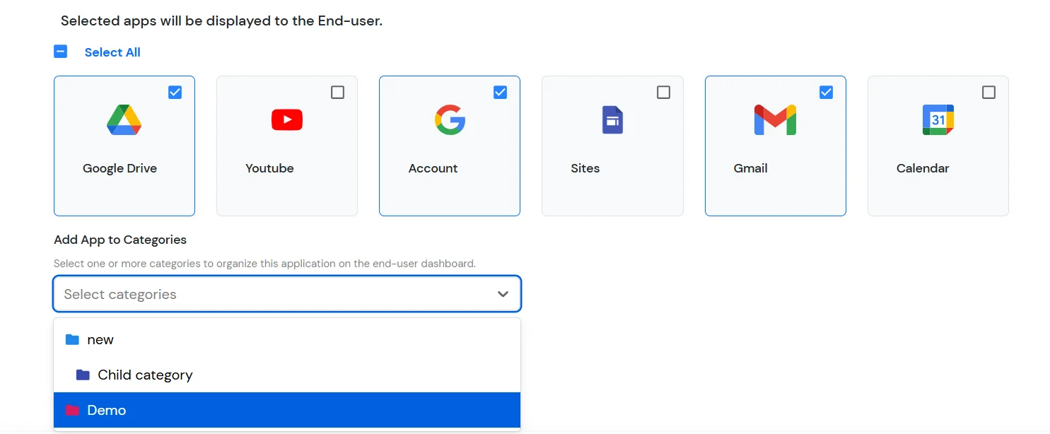 miniOrange Identity Platform Partner Portal Handbook: Add App to Categories while editing an application