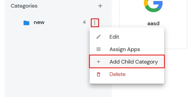 miniOrange Identity Platform Partner Portal Handbook: Add a child category