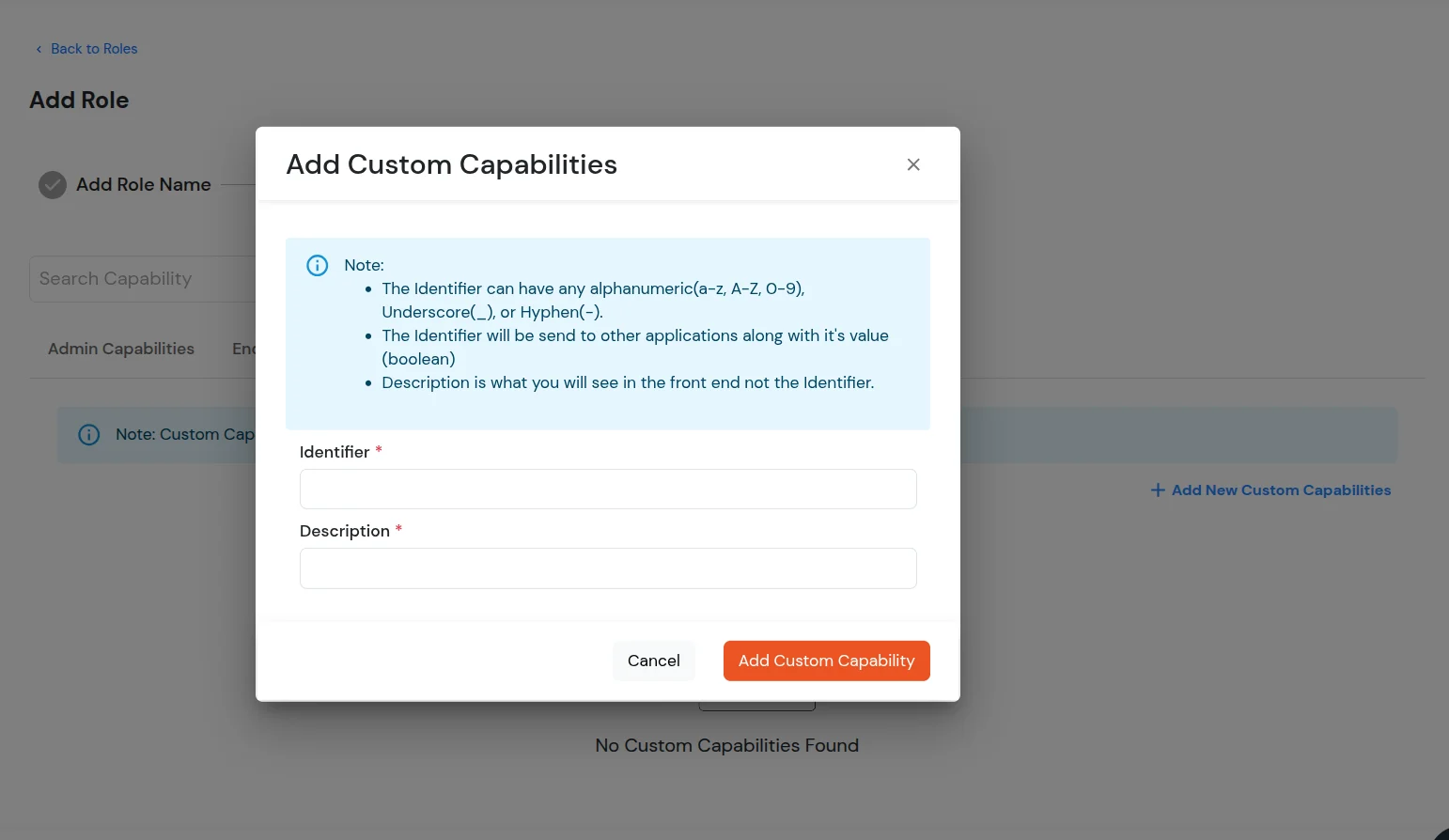 miniOrange Identity Platform Admin Handbook: Add Custom capabilities