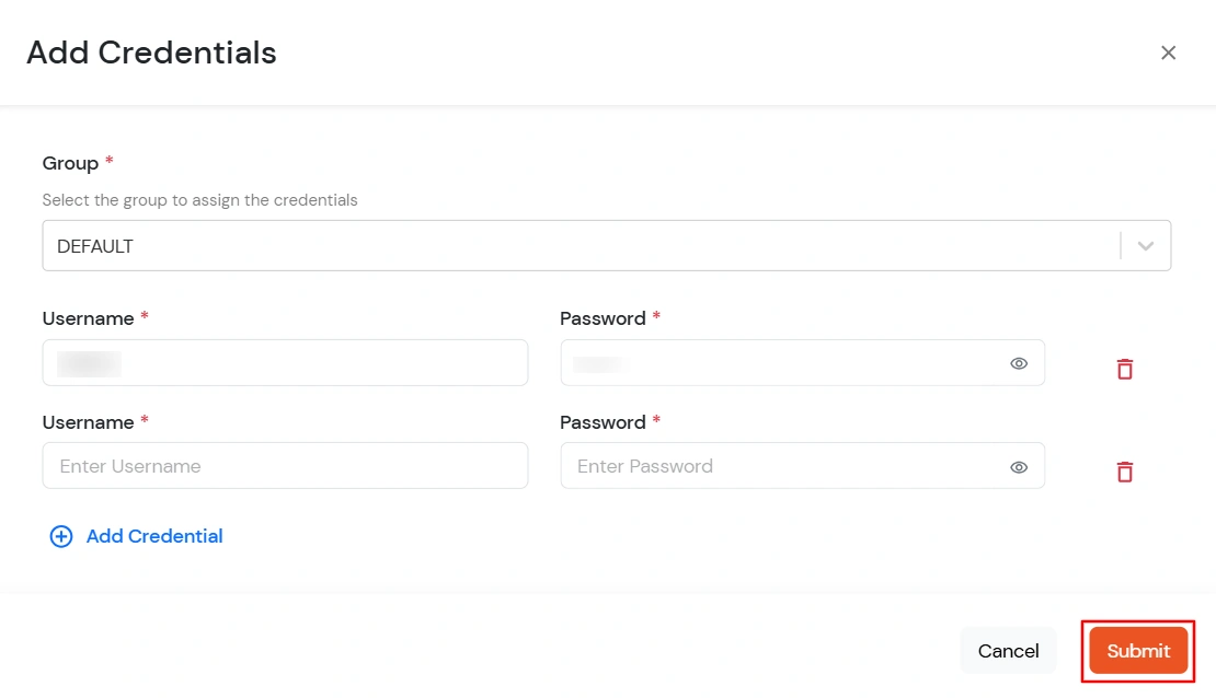 Zoho Personal Single Sign-On (SSO) add multiple shared credentials