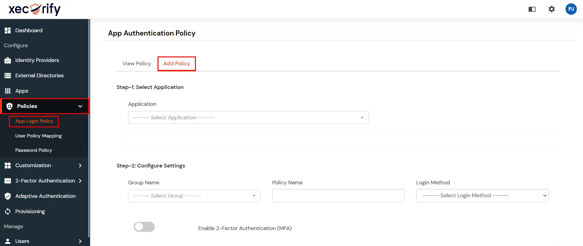 miniorange Identity Platform Handbook: Policies Flowchart