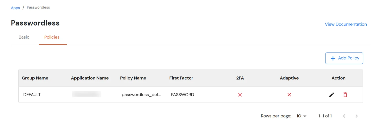 miniOrange Identity Platform Admin Handbook: Passwordless Policy was successfully added