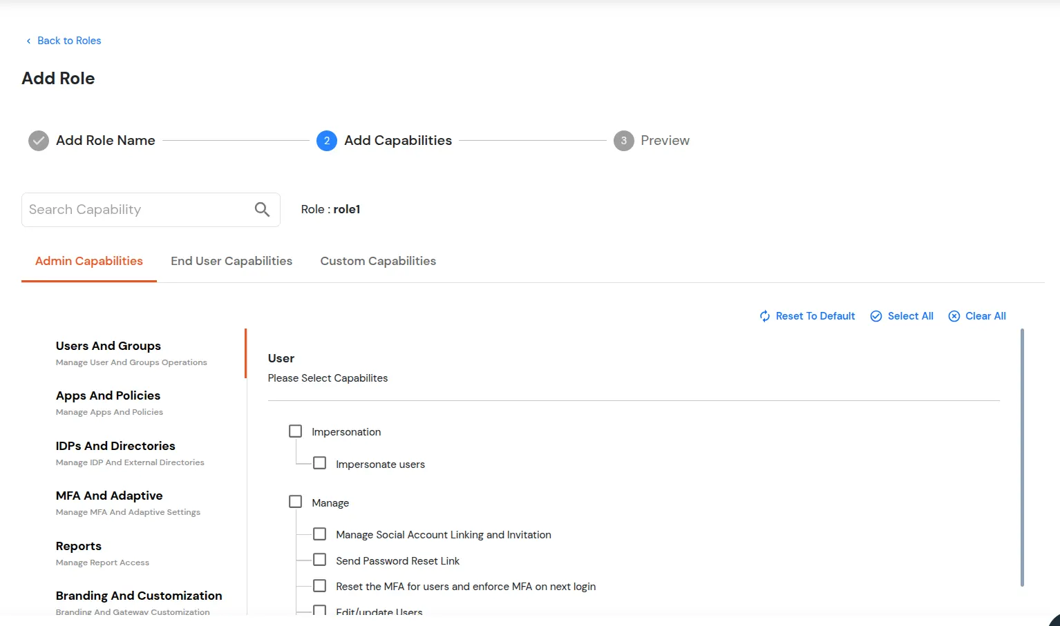 miniOrange Identity Platform Admin Handbook: Admin Capabilities