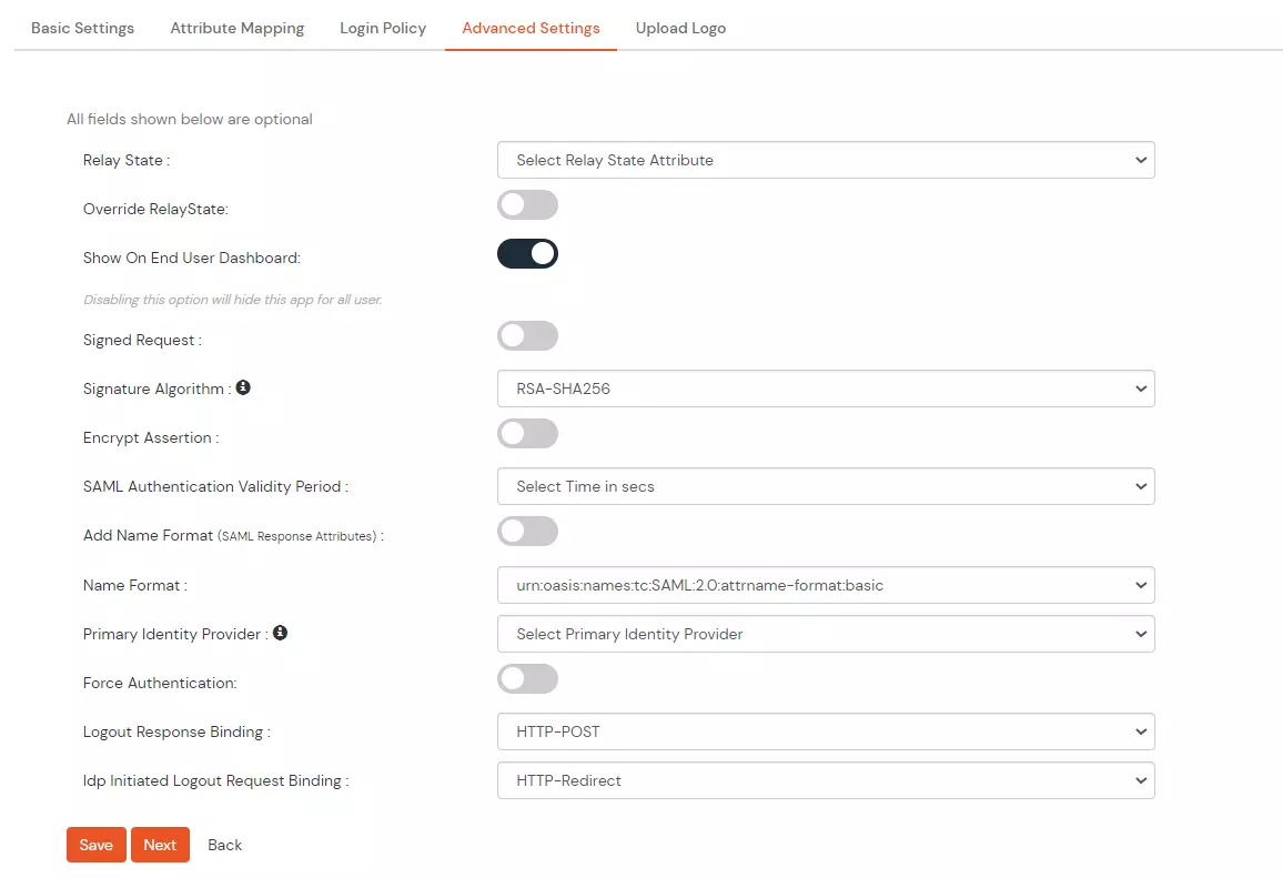 miniOrange Identity Platform Admin Handbook: edit advanced settings