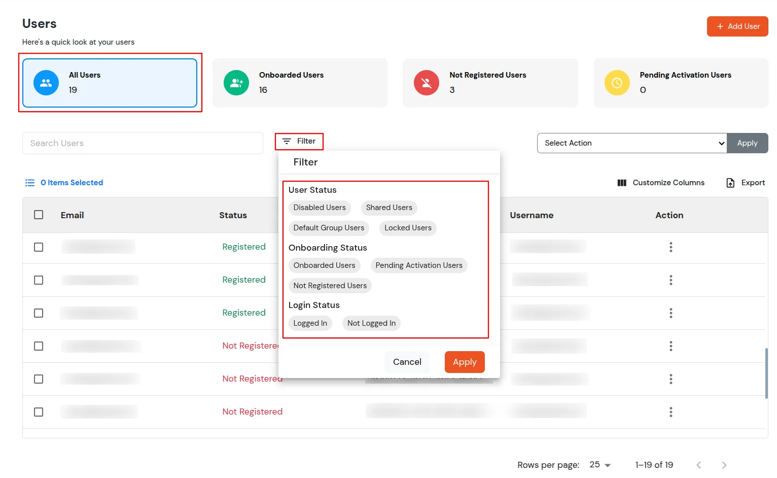 miniOrange Identity Platform Admin Handbook: Apply a filter