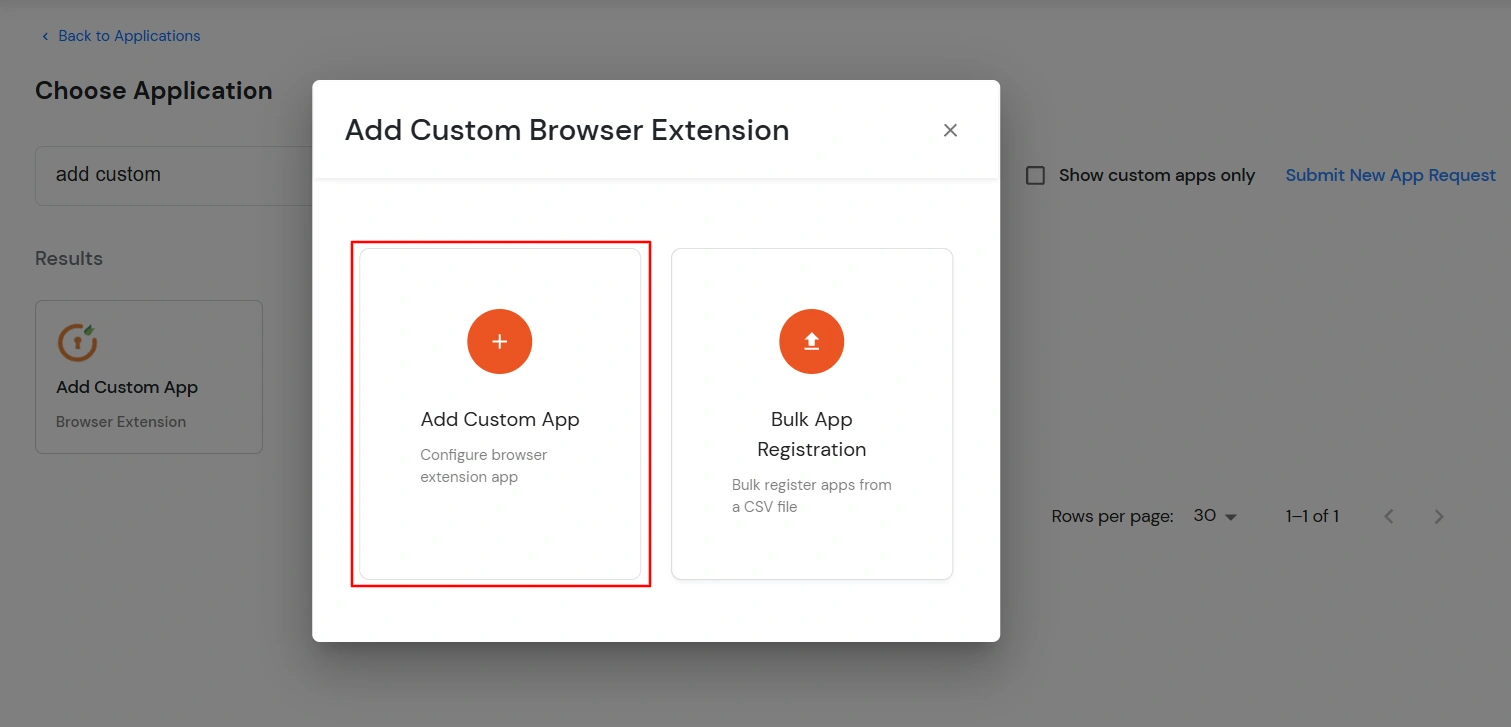 click add custom app
