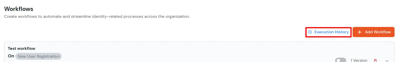 Navigate to Workflow Execution History in Admin Handbook