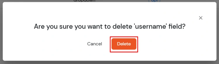 miniOrange Identity Platform Admin Handbook: Delete confirmation dialog