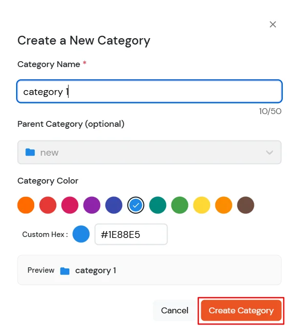miniOrange Identity Platform Partner Portal Handbook: Create the child category