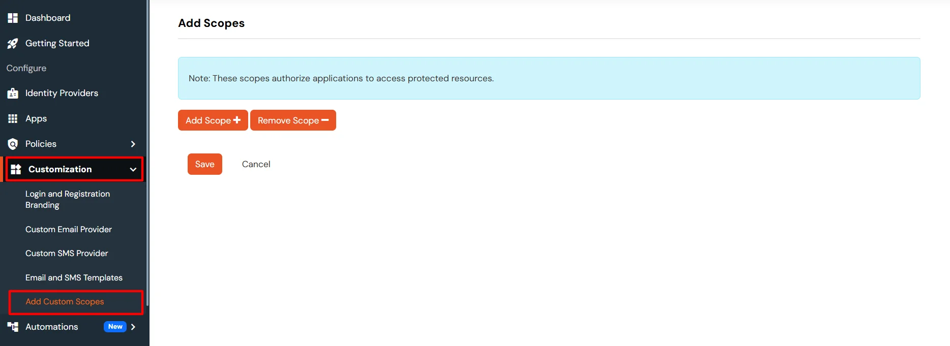miniOrange Identity Platform Admin Handbook: Add Custom Scopes