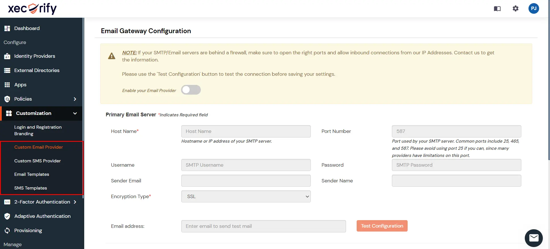 miniOrange Identity Platform Admin Handbook: custom email