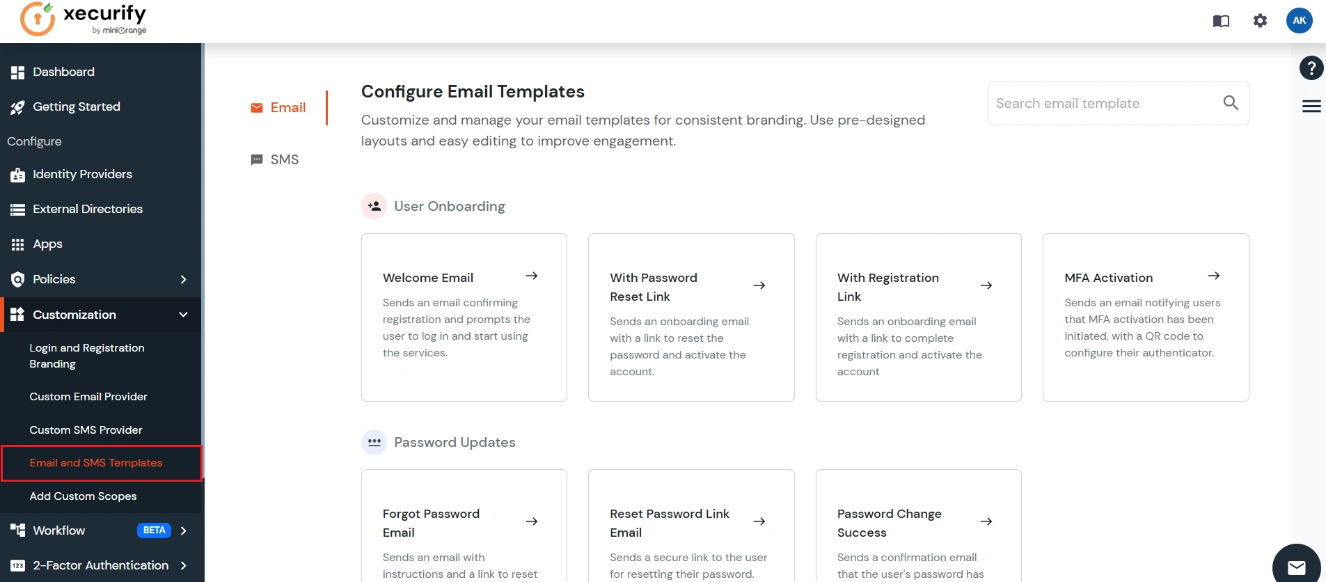 miniOrange Identity Platform Admin Handbook: OTP Over Email Template Customization