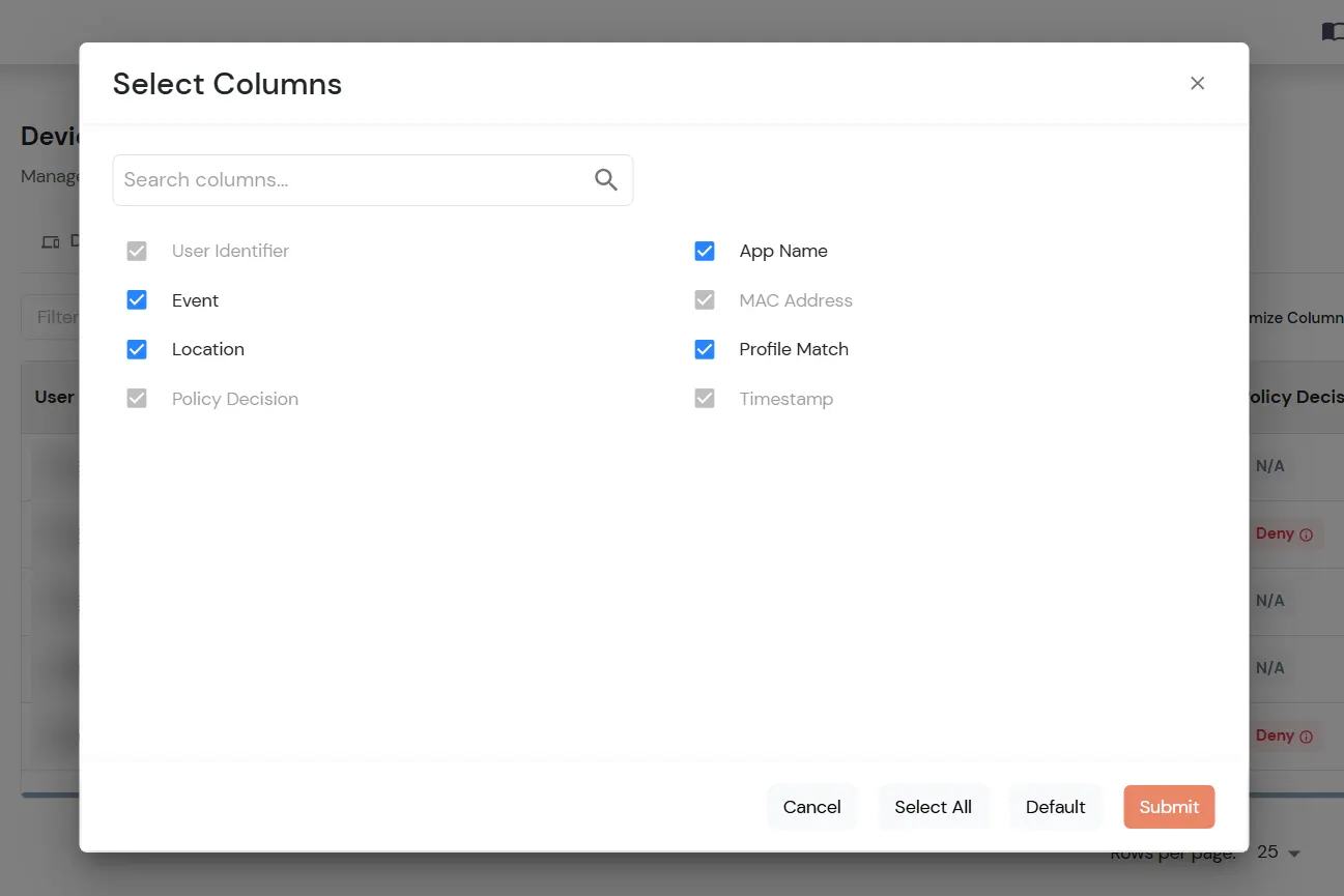 miniOrange Identity Platform Admin Handbook: Customize Columns