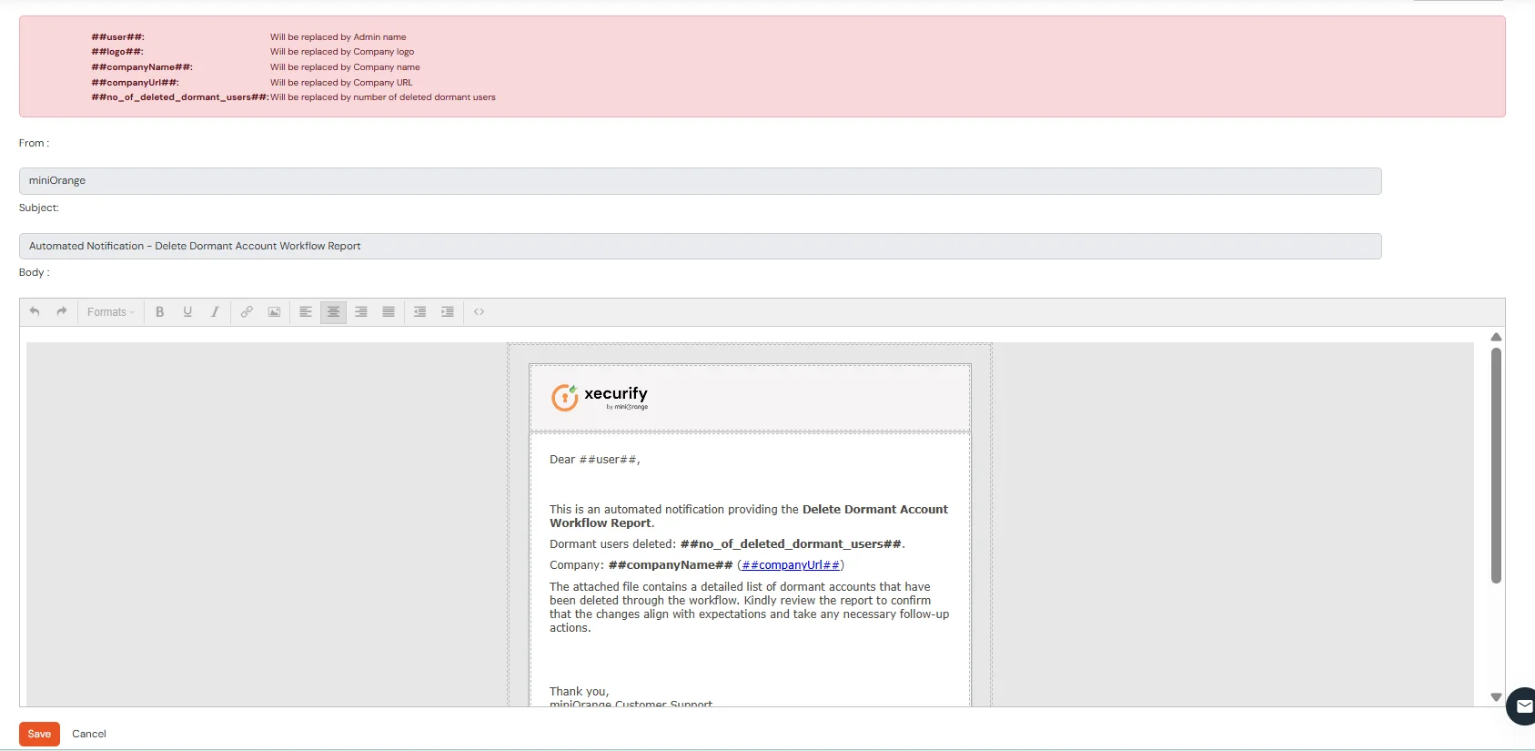 Delete Dormant Account Workflow Report in Admin Handbook