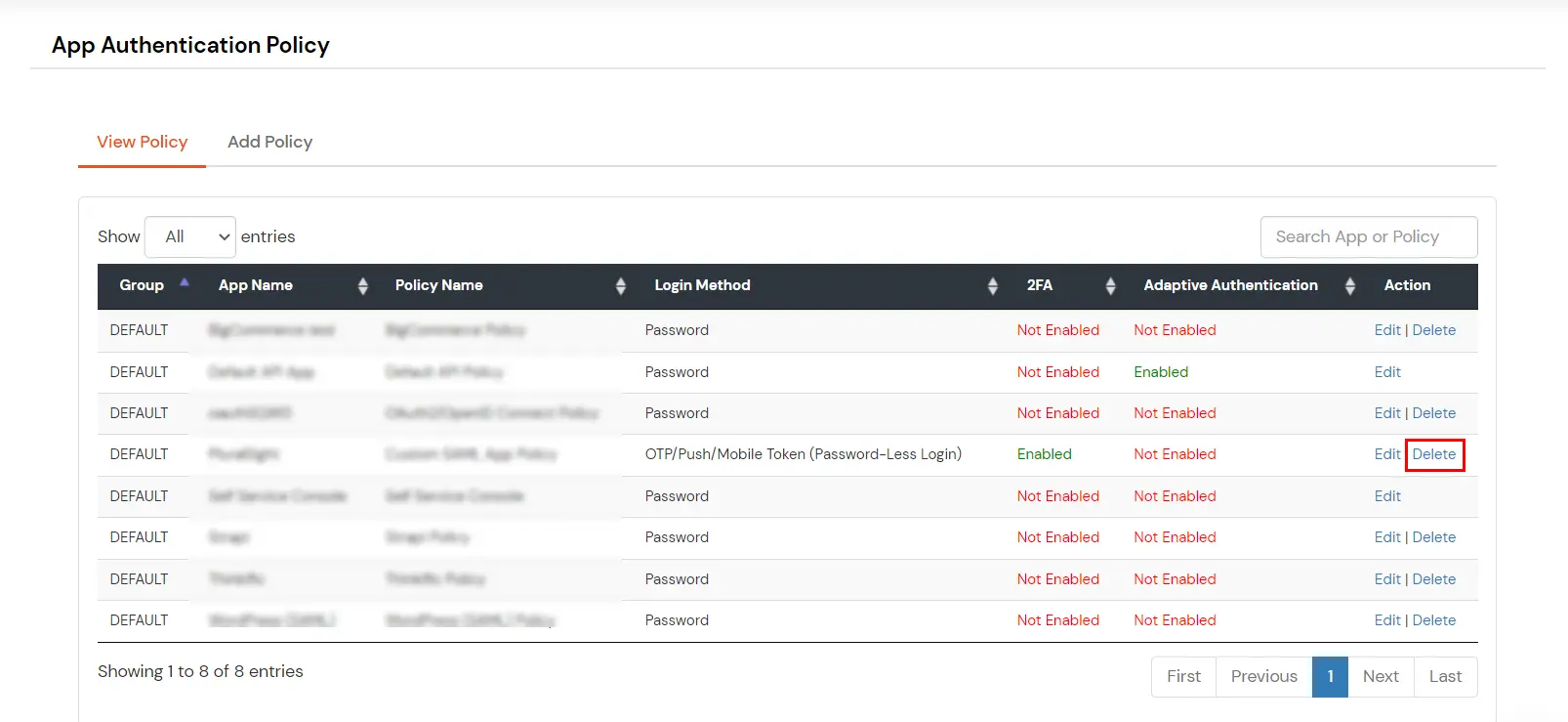 miniorange Identity Platform Admin Handbook: add policy