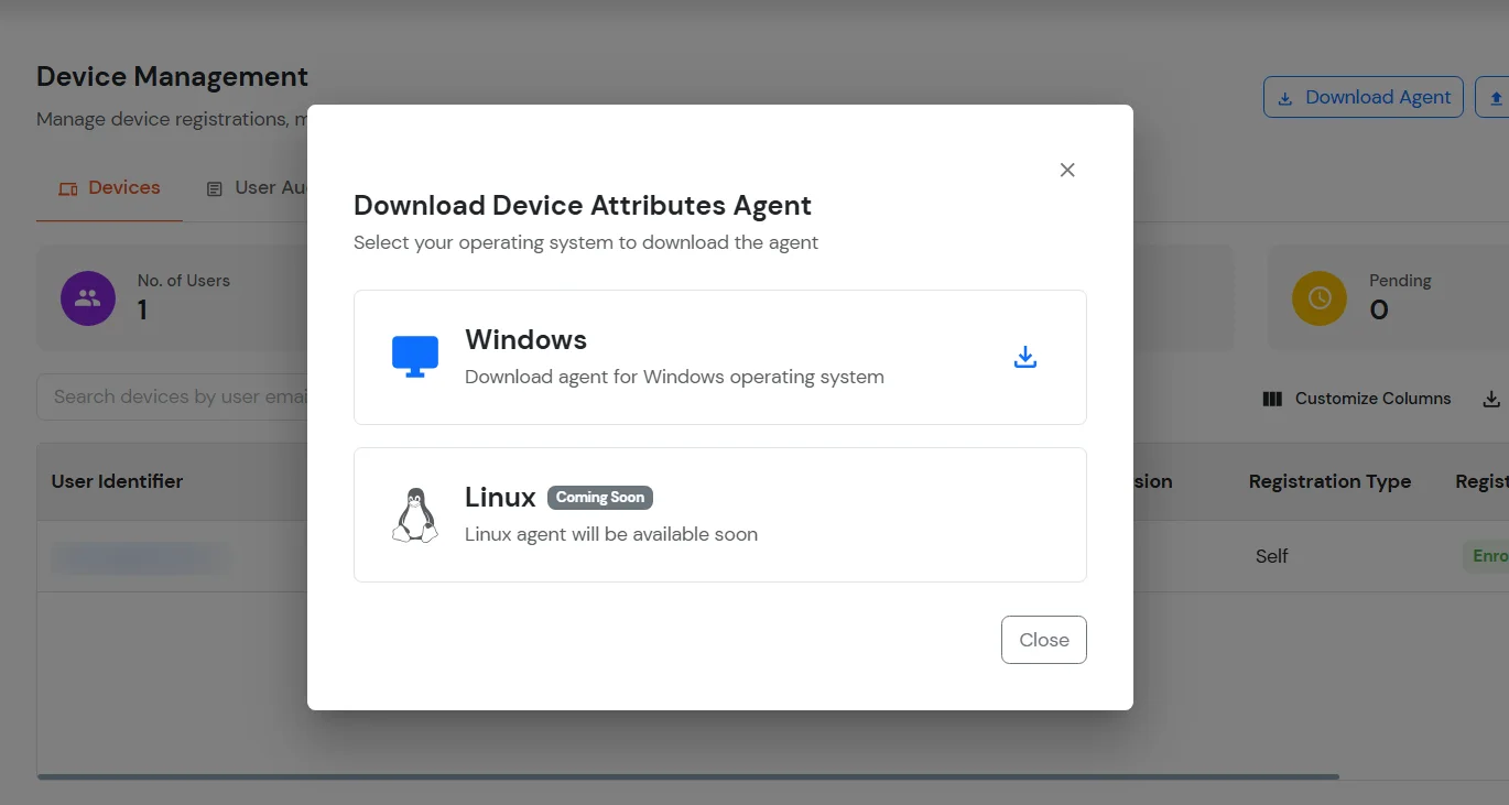 miniOrange Identity Platform Admin Handbook: Download Device Attributes Agent