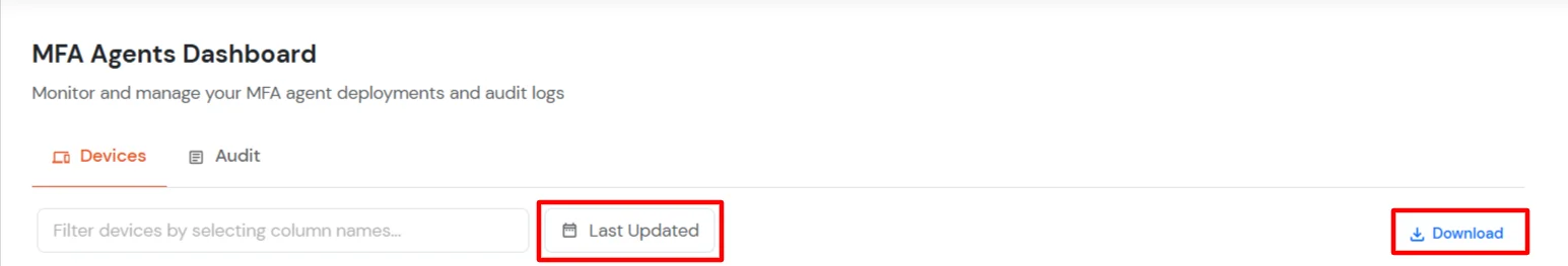 miniOrange Identity Platform Admin Handbook: Download Devices tab data