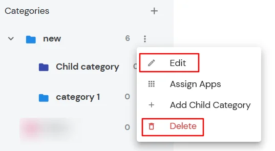 miniOrange Identity Platform Partner Portal Handbook: Edit or delete a category