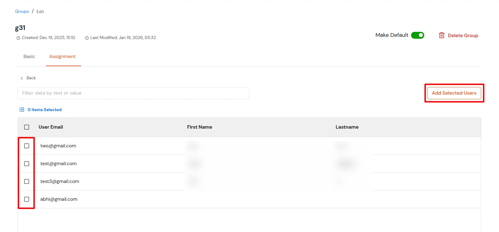 miniOrange Identity Platform Admin Handbook: Check users, Add Selected Users